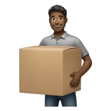 Delivery guy with box sticker