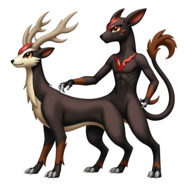 Darkrai-Houndoom-Crelly-Filian-Vedal-Meloetta-Fakémon-creature-hybrid-fusion, full body sticker