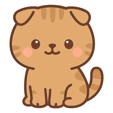 flat toon kawaii scottish fold kitten sitting sticker