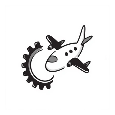 a gear, plane sticker