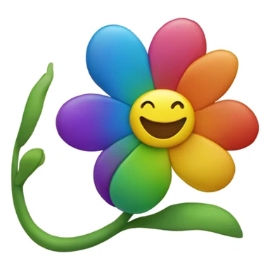 Rainbow flower with a smiley face  sticker