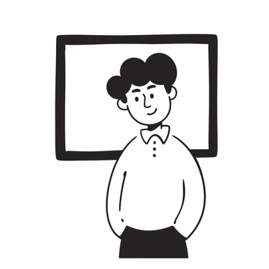 A hand-drawn portrait of a man in a simple picture frame sticker