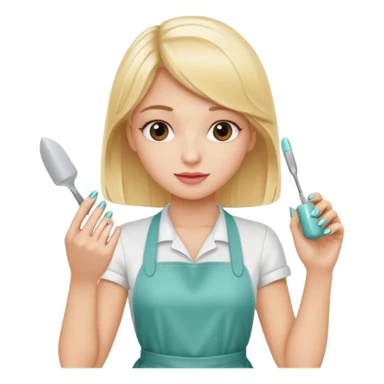 Blondie girl making nails sticker