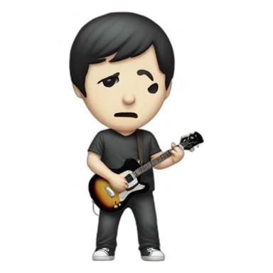 Ian Curtis, playing teardrop shape guitar, full body view sticker