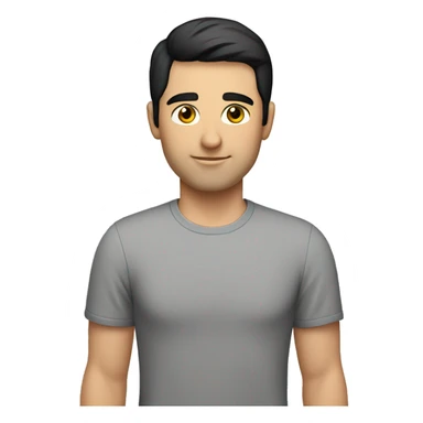A 30 year old, caucasian man, with short black hair,   wearing a tshirt. sticker