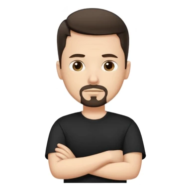 White man with short dark hair and goatee and neutral expression with his arms folded sticker