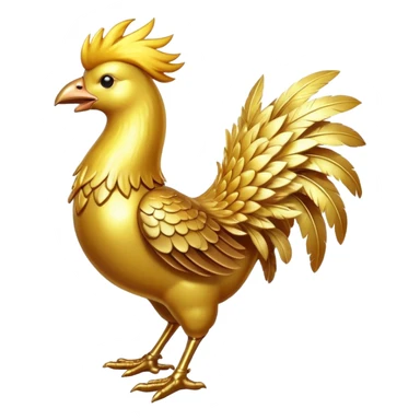 Golden chocobo from Final Fantasy, majestic bird with shimmering gold feathers sticker