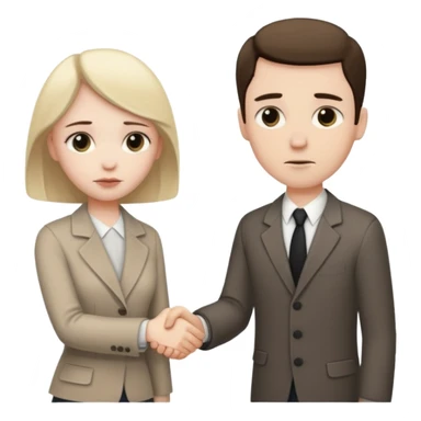 a sad couple shakes hands sticker