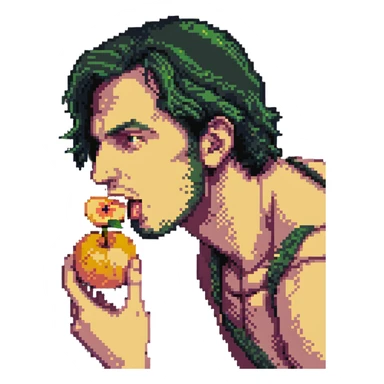 a man ferally eating a peach sticker
