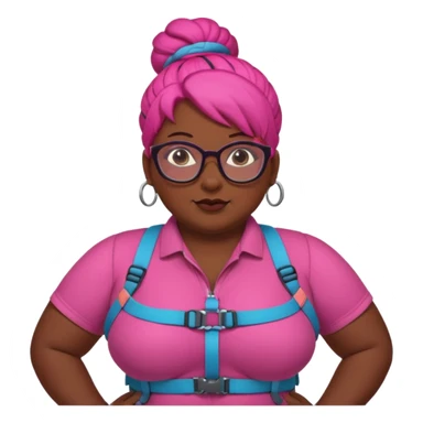 climber fat woman with dark pink bun hair and glassess sticker