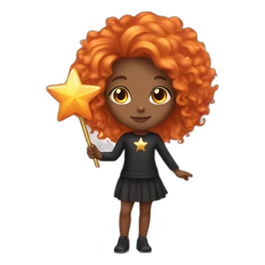 orange hair black girl holding a star wand sticker