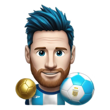 leo messi con el balon de oro y la camiseta de entrenamiento azul de argentina sticker