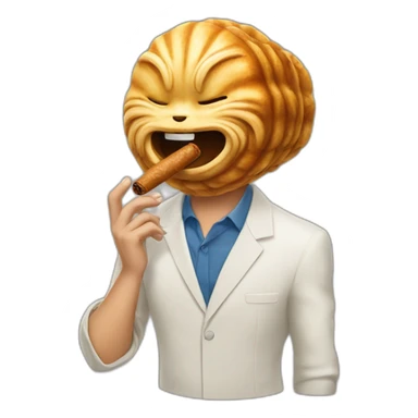 man with a taiyaki head smoking a cigar sticker