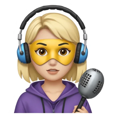 A girl whit a headphones and a mace mask in her face sticker