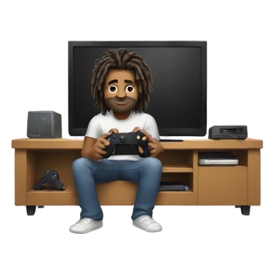 brown man with dreads playing a game on a console and tv sticker