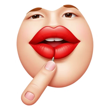 Labios con un dedo señalando sticker