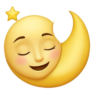 A crescent moon with a sleepy, peaceful face sticker