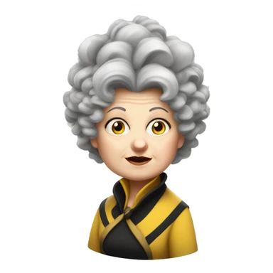 one old, curvy woman, white face, hufflepuff, grey and curly and wild hair, madame sprout, not amused,  sticker
