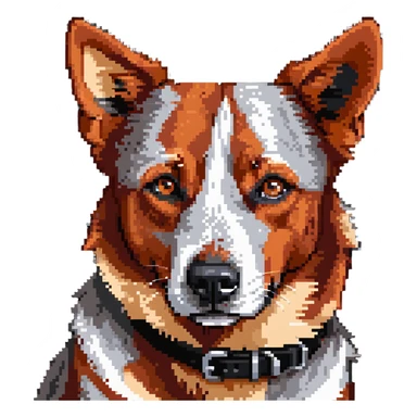 head shot of red heeler cattle dog with distinctive red speckled coat sticker
