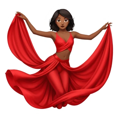 Emoji de una mujer pelinegra bailarina de danza aerea haciendo figuras en la tela sticker
