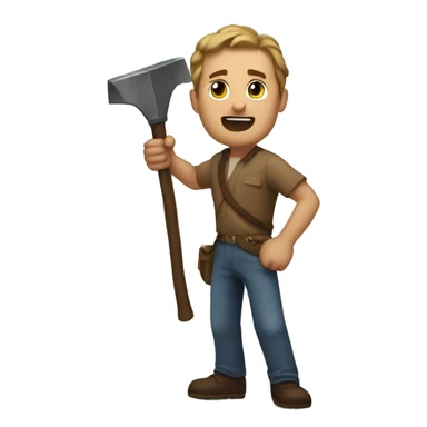 Steve playing with a pickaxe sticker