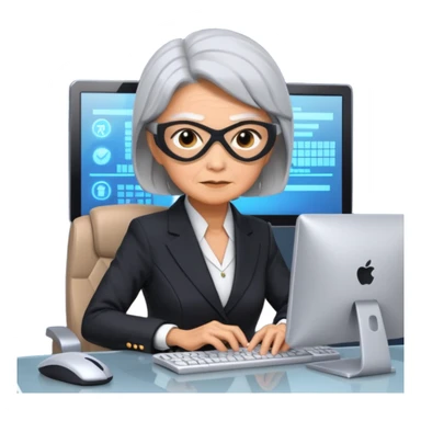 grandmother ninja working in GenAI sticker