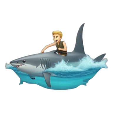 White man catching a shark from a boat in the ocean sticker