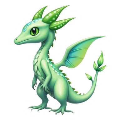 Sparkly White And Green Natural Flowery Colorful Grovyle-Salandit-Celebi-Fakémon-hybrid-creature (full body)  sticker