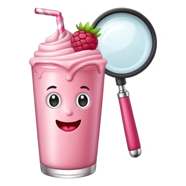 A raspberry milkshake holds a magnifier sticker