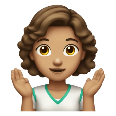 Girl with medium brown hair and brown eyes and tan skin  Clapping  sticker