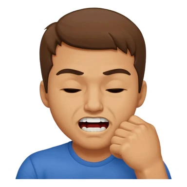 Guy biting his fist with teeth and squeezing his eyes shut  sticker