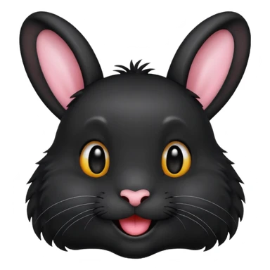 emoji d'une tête de lapin noire qui dit bonjour sticker