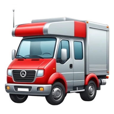 Camión con cabina roja y furgonetas plateado sticker