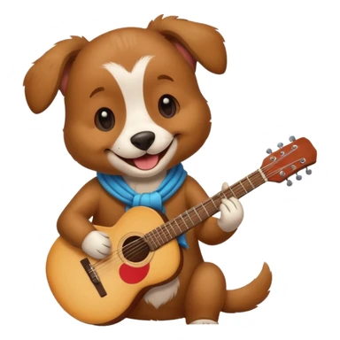 happy dog playing guitar sticker