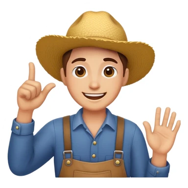 Farmer with hand up happy sticker