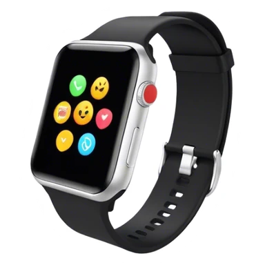A modern smartwatch, black with a vibrant screen display  sticker