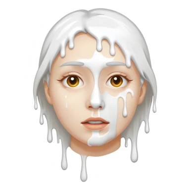 White paint dripping from face sticker
