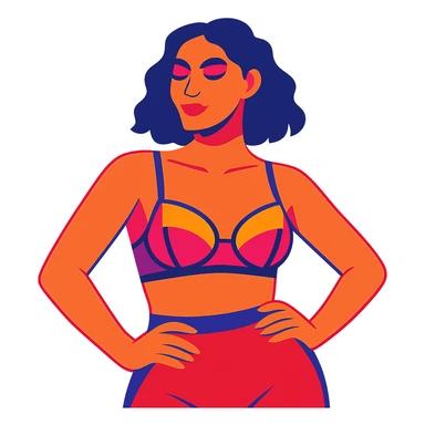 Make the illustration much more colorful with vibrant hues, keeping the modern and fashion-forward style. Maintain a tasteful and empowering vibe with no background. sticker