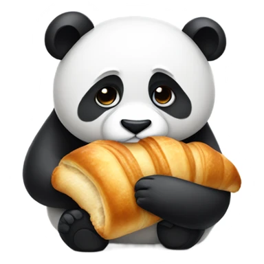 Sad panda eating croissant  sticker