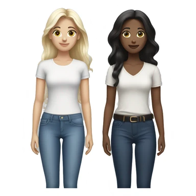 Two girls, one with dark hair, the other with bleached hair, in jeans and blouses sticker
