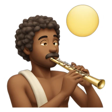 Shirtless man blowing a flute sticker