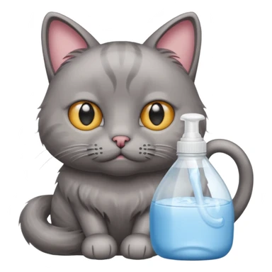 Sad cat with fabric softener bottle  sticker