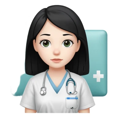 girl with black hair in psych ward sticker