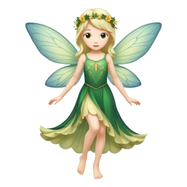 A flower fairy girl, slender in figure, with wings, her entire body slightly tilted, one leg straight, one leg bent, one hand raised, one hand lowered. sticker