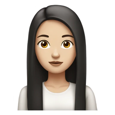 White girl with black long straight hair brown eyes sticker