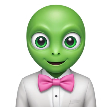 Alien with pink bowtie sticker