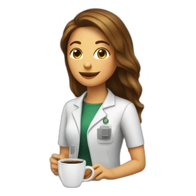Woman Technologist with table plant and cup of coffee sticker