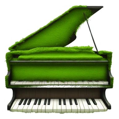 Piano covered in green moss sticker