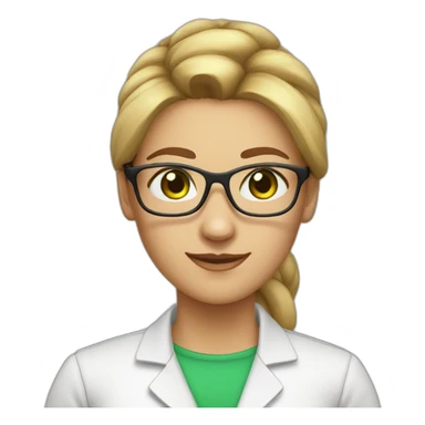 chemist female light brown ponytail light skin green eyes with glasses sticker