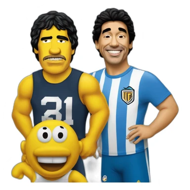 diego maradona with homer simpson sticker